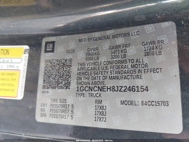 1GCNCNEH8JZ246154 Chevrolet lv3 - gen 5, sidi, vvt: variable valve timing, e85 max, alum