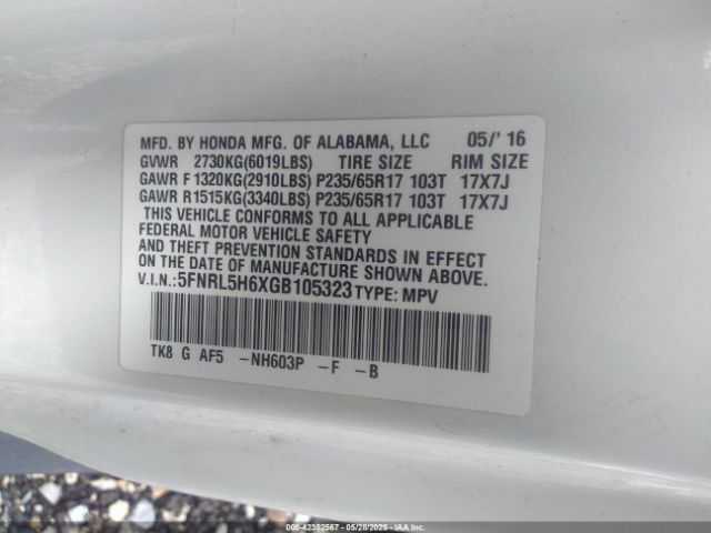 5FNRL5H6XGB105323 Honda j35z8