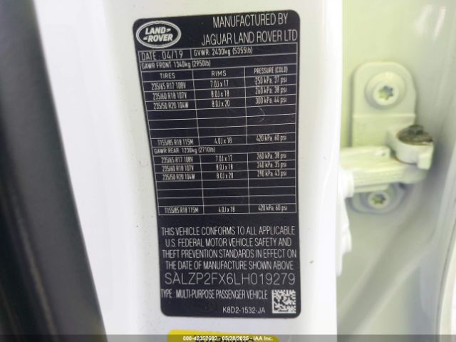 2020 LAND ROVER RANGE ROVER EVOQUE SALZP2FX6LH019279 Photo 8