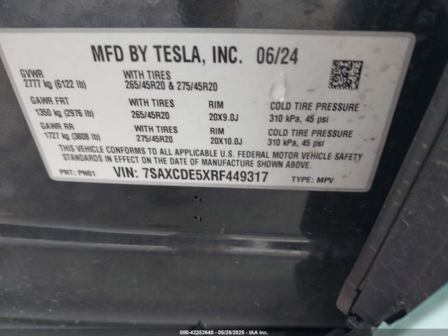 2024 TESLA MODEL X 7SAXCDE5XRF449317 Photo 8