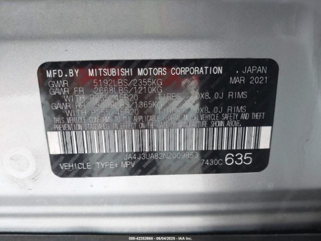 2022 MITSUBISHI OUTLANDER JA4J3UA82NZ009853 Photo 8