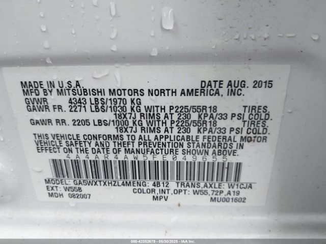 2015 MITSUBISHI OUTLANDER SPORT 4A4AR4AW5FE049655 Photo 8