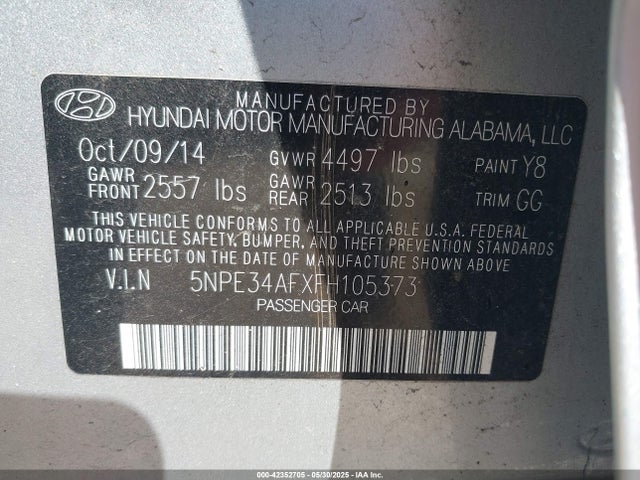 5NPE34AFXFH105373 Hyundai dohc gdi theta-ii