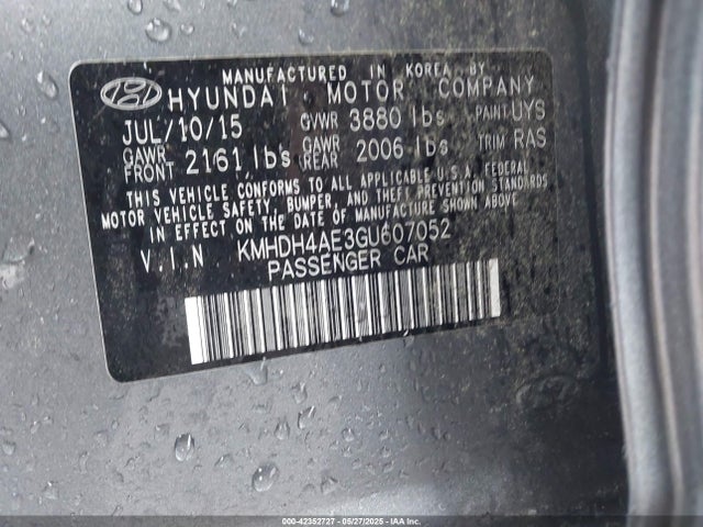 Hyundai ELANTRA SE 2016 KMHDH4AE3GU607052 Image 9