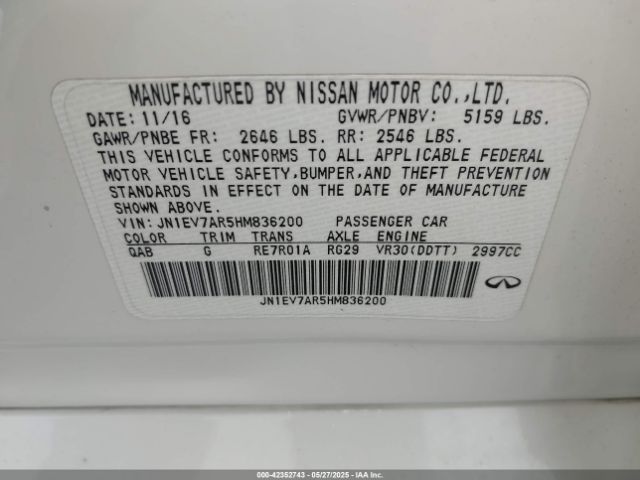 JN1EV7AR5HM836200 Infiniti Q50 3.0t Premium