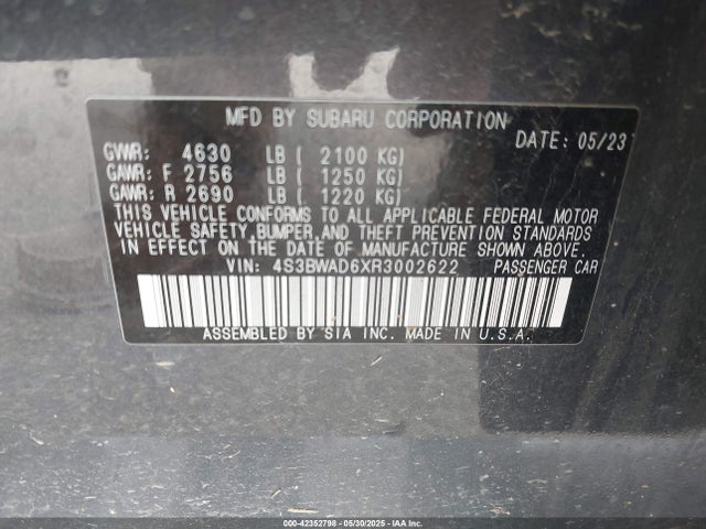 4S3BWAD6XR3002622 Subaru na, u5