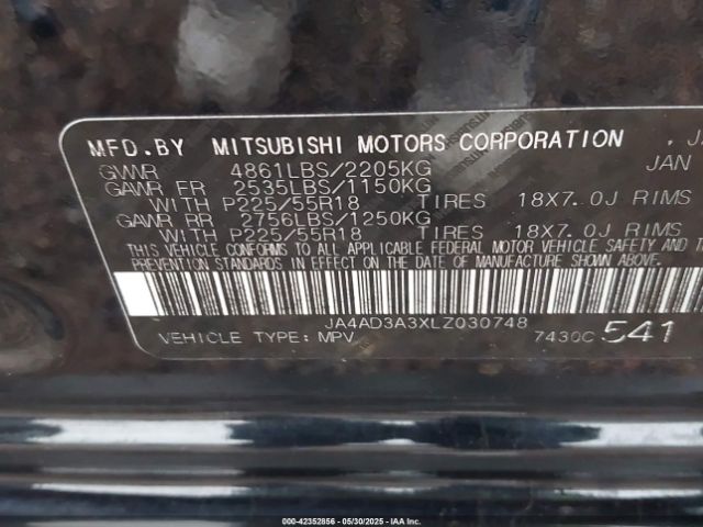 2020 MITSUBISHI OUTLANDER JA4AD3A3XLZ030748 Photo 8