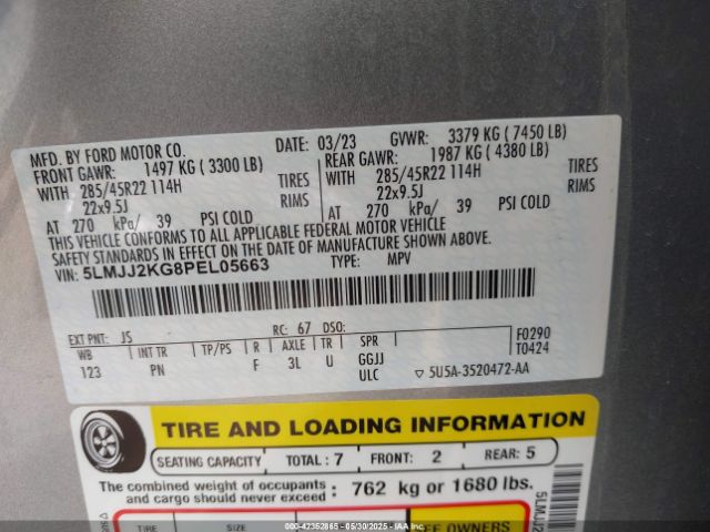 5LMJJ2KG8PEL05663 Lincoln Navigator Reserve