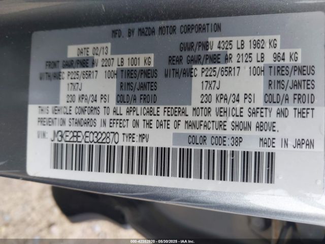 JM3KE2BEXE0322870 Mazda CX-5 SPORT