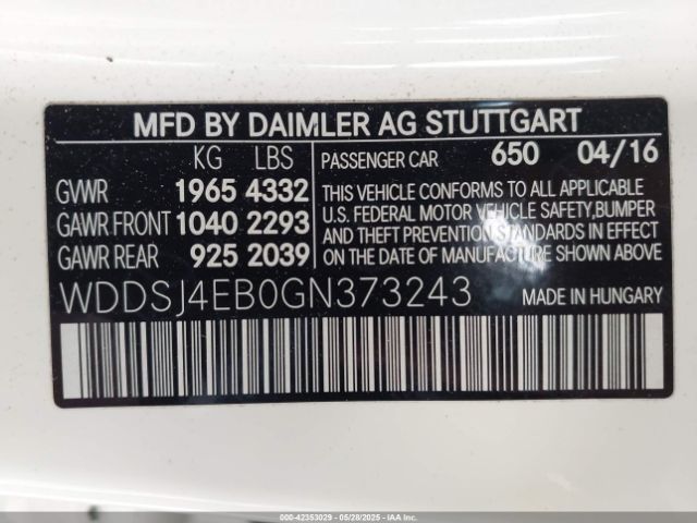 WDDSJ4EB0GN373243 Mercedes-Benz CLA 250