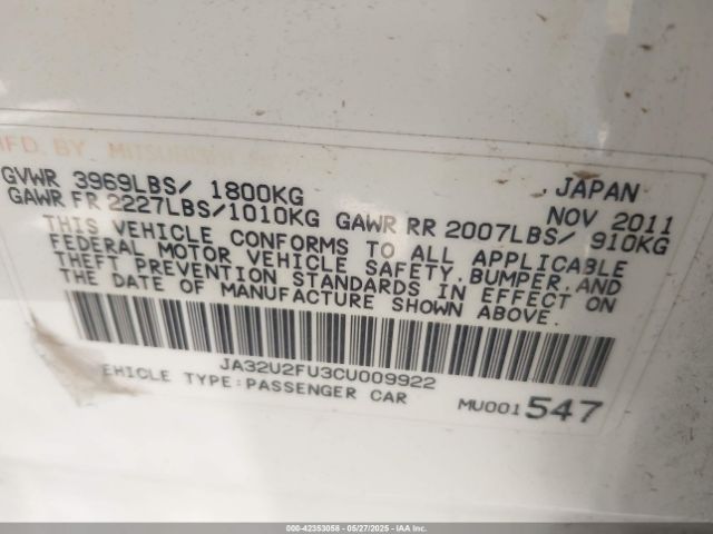 2012 MITSUBISHI LANCER JA32U2FU3CU009922 Photo 8