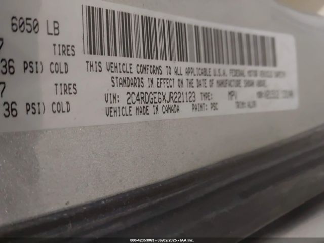 2C4RDGEGXJR221123 Dodge Grand Caravan Gt