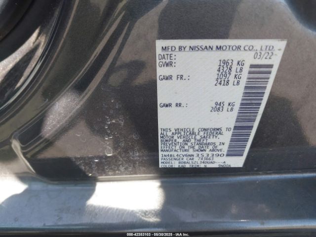 2022 NISSAN ALTIMA 1N4BL4CV6NN353390 Photo 8