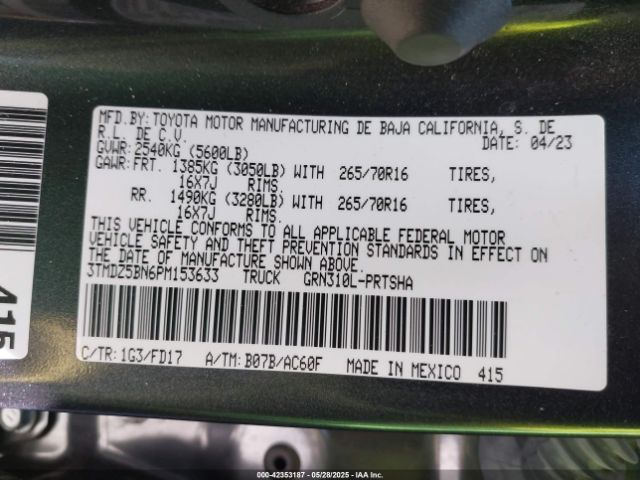3TMDZ5BN6PM153633 Toyota Tacoma Trd Off Road
