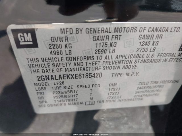 2GNALAEKXE6185420 Chevrolet EQUINOX LS