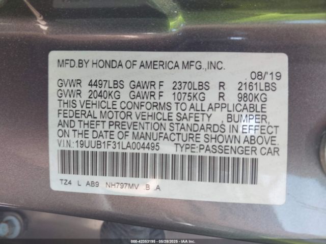 19UUB1F31LA004495 Acura Tlx Standard