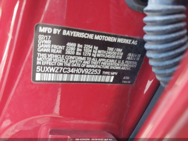 2017 BMW X3 5UXWZ7C34H0V92253 Photo 8
