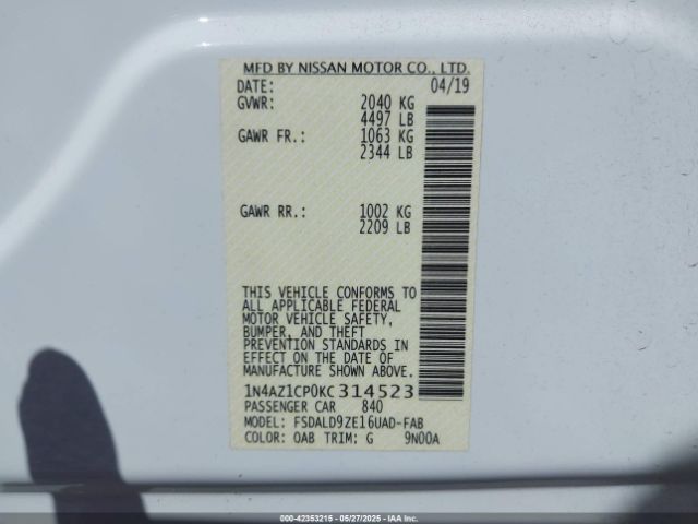 2019 NISSAN LEAF 1N4AZ1CP0KC314523 Photo 8