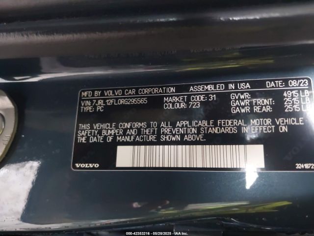 7JRL12FL0RG295565 Volvo S60 B5 Plus Dark Theme