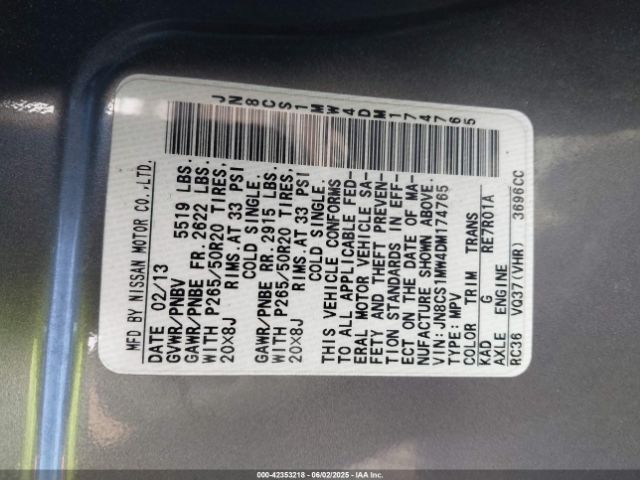 2013 INFINITI FX37 JN8CS1MW4DM174765 Photo 8