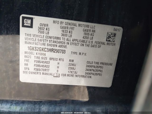 2017 GMC YUKON XL 1GKS2GKC3HR290703 Photo 8