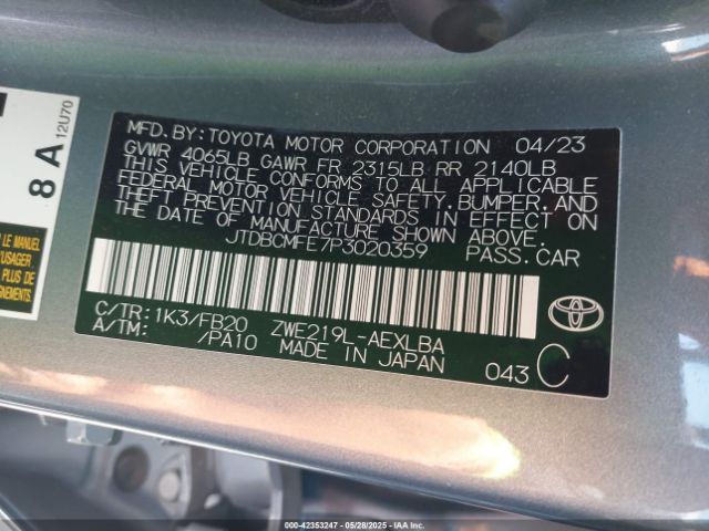 2023 TOYOTA COROLLA JTDBCMFE7P3020359 Photo 8