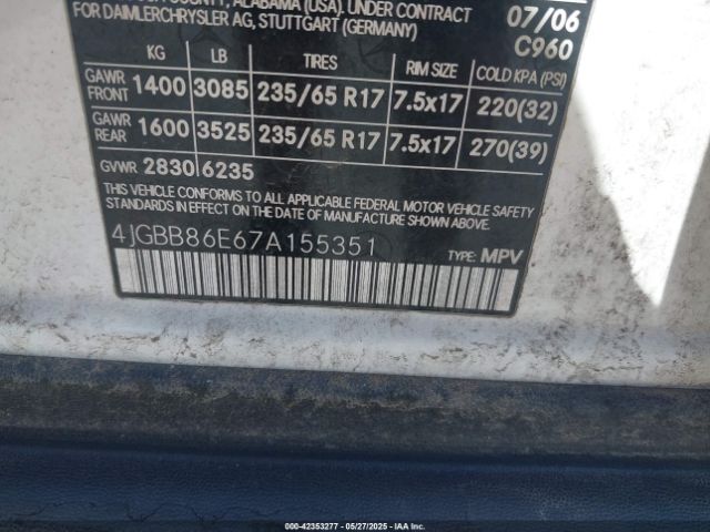 2007 MERCEDES-BENZ ML 350 4JGBB86E67A155351 Photo 8
