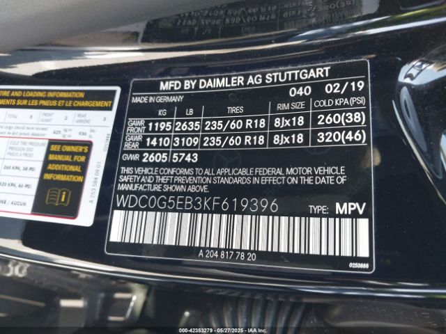 WDC0G5EB3KF619396 Mercedes-Benz Glc 350e 4matic