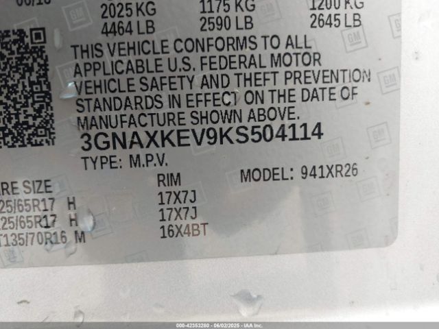 2019 CHEVROLET EQUINOX 3GNAXKEV9KS504114 Photo 8