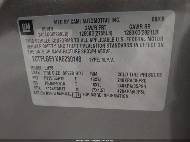 2010 GMC TERRAIN 2CTFLGEYXA6230148 Photo 8