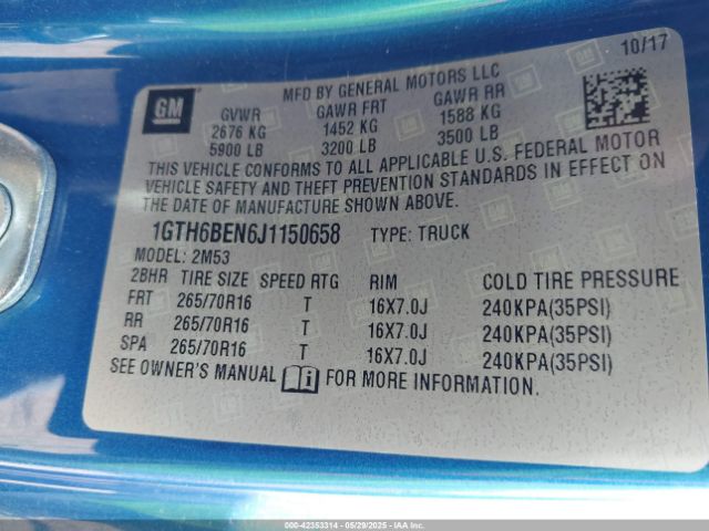 1GTH6BEN6J1150658 GMC lgz - direct injection, variable valve timing, alum, var2, gen 2
