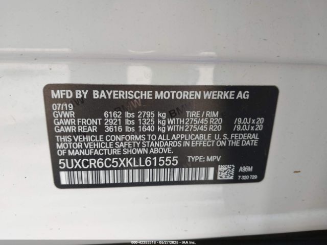 5UXCR6C5XKLL61555 BMW X5 Xdrive40i