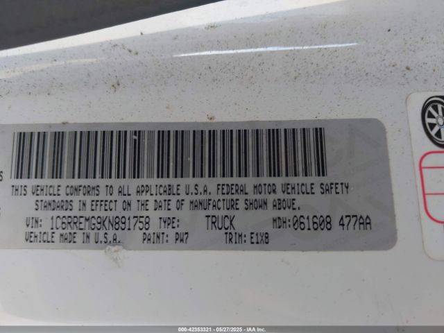 1C6RREMG9KN891758 RAM 1500 Big Horn/lone Star  4x2 6'4 Box