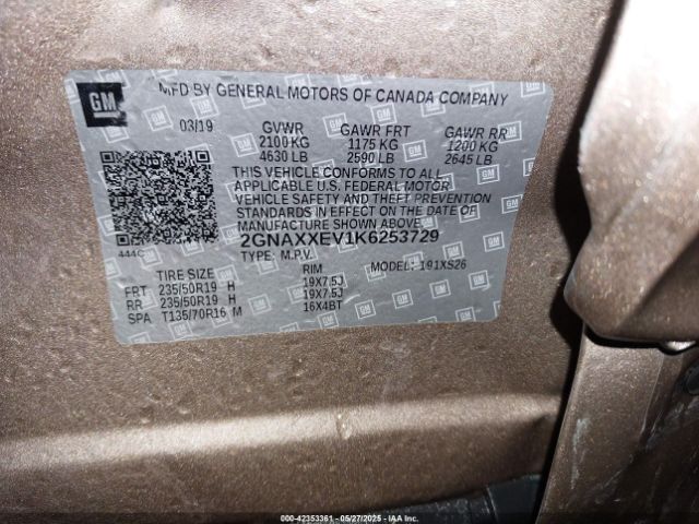2019 CHEVROLET EQUINOX 2GNAXXEV1K6253729 Photo 8