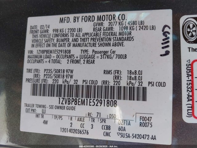 1ZVBP8EM1E5291808 Ford 2014