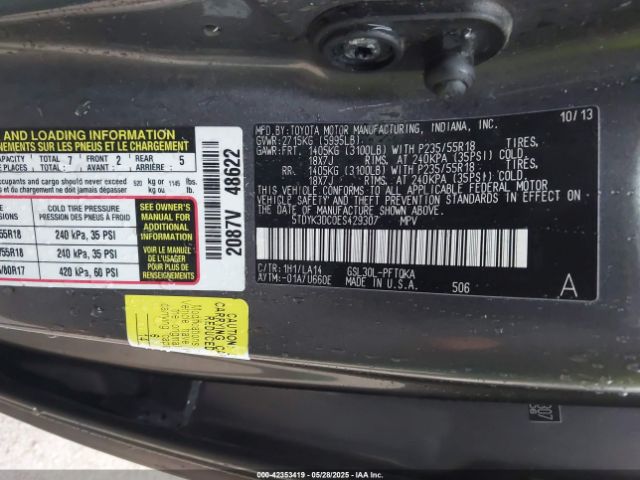 2014 TOYOTA SIENNA 5TDYK3DC0ES429307 Photo 8