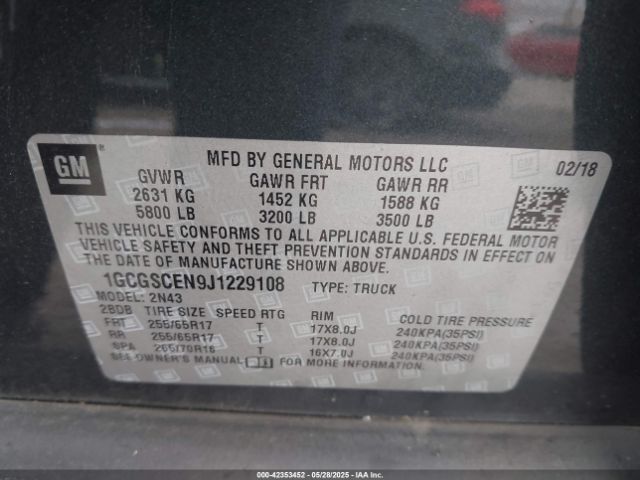 1GCGSCEN9J1229108 Chevrolet lgz - di: direct injection, vvt: variable valve timing, alum, var2, gen2