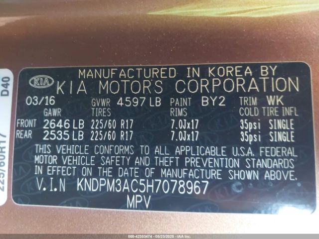 KNDPM3AC5H7078967 KIA gdi theta ii