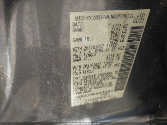 2022 NISSAN FRONTIER 1N6ED1EJ5NN643095 Photo 8