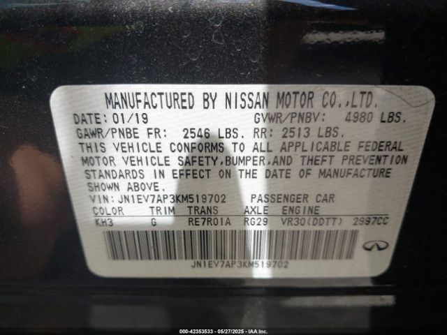 2019 INFINITI Q50 JN1EV7AP3KM519702 Photo 8