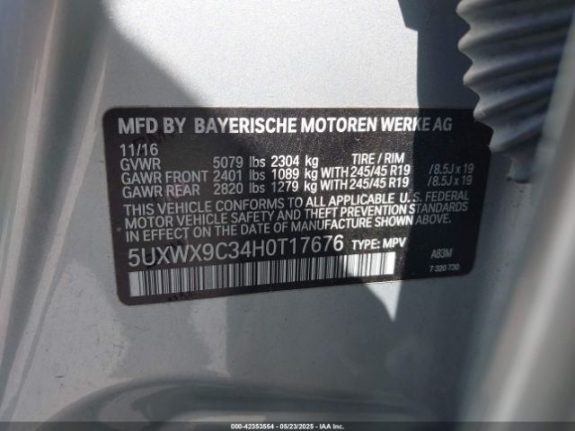 2017 BMW X3 5UXWX9C34H0T17676 Photo 8