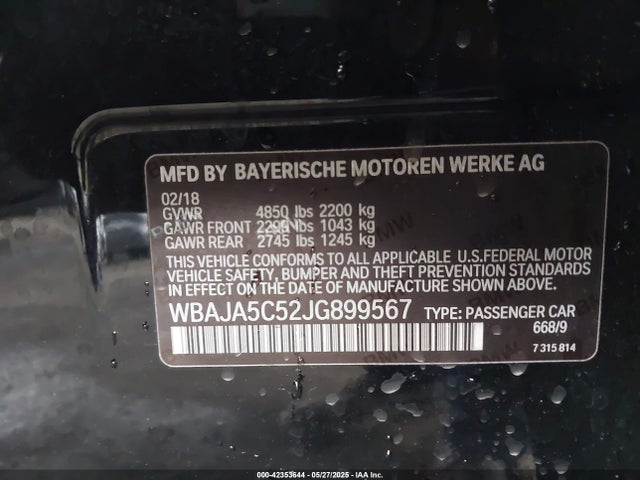 WBAJA5C52JG899567 BMW 530I