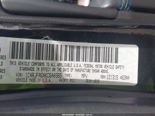 2019 JEEP GRAND CHEROKEE 1C4RJFAGXKC640365 Photo 8