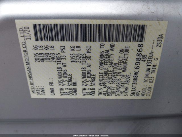 2021 NISSAN ROGUE 5N1AT3BB8MC698868 Photo 8