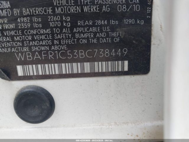 2011 BMW 528I WBAFR1C53BC738449 Photo 8