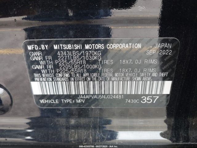 2022 MITSUBISHI OUTLANDER SPORT JA4APVAU5NU024481 Photo 8