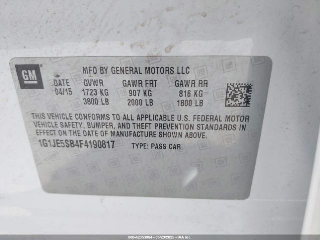1G1JE5SB4F4190817 Chevrolet Sonic Ltz Auto