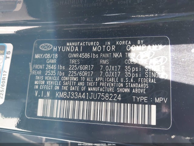 KM8J33A41JU758224 Hyundai gdi nu