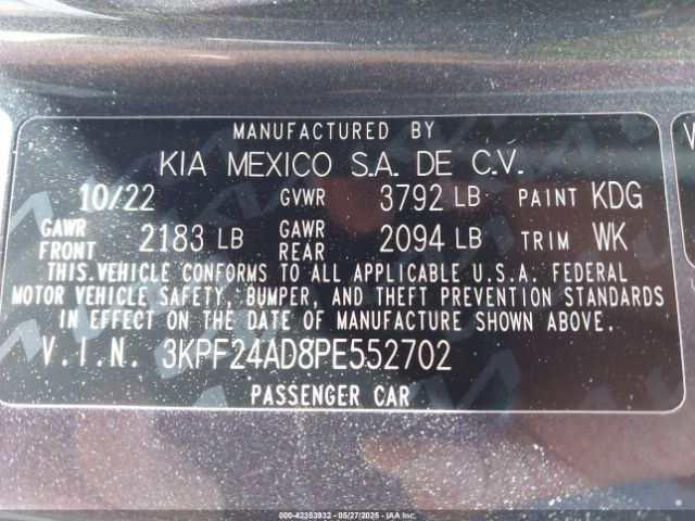 3KPF24AD8PE552702 KIA mpi nu