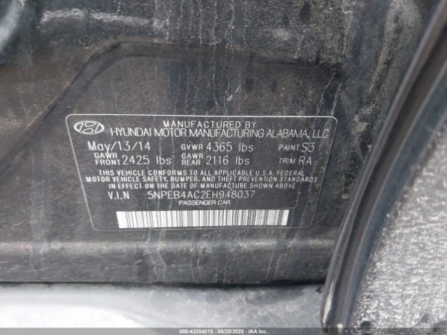 5NPEB4AC2EH948037 Hyundai SONATA GLS